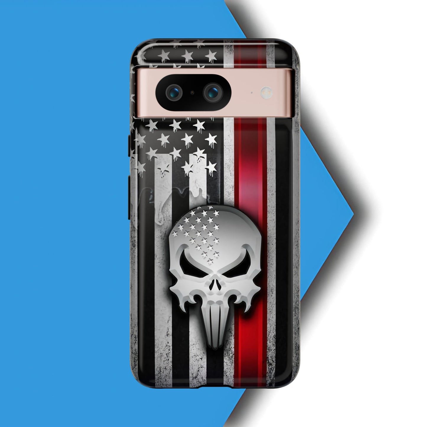 Tough Cases For iPhone, Galaxy and Pixel,  Thin Red Line, Jake Skull Design