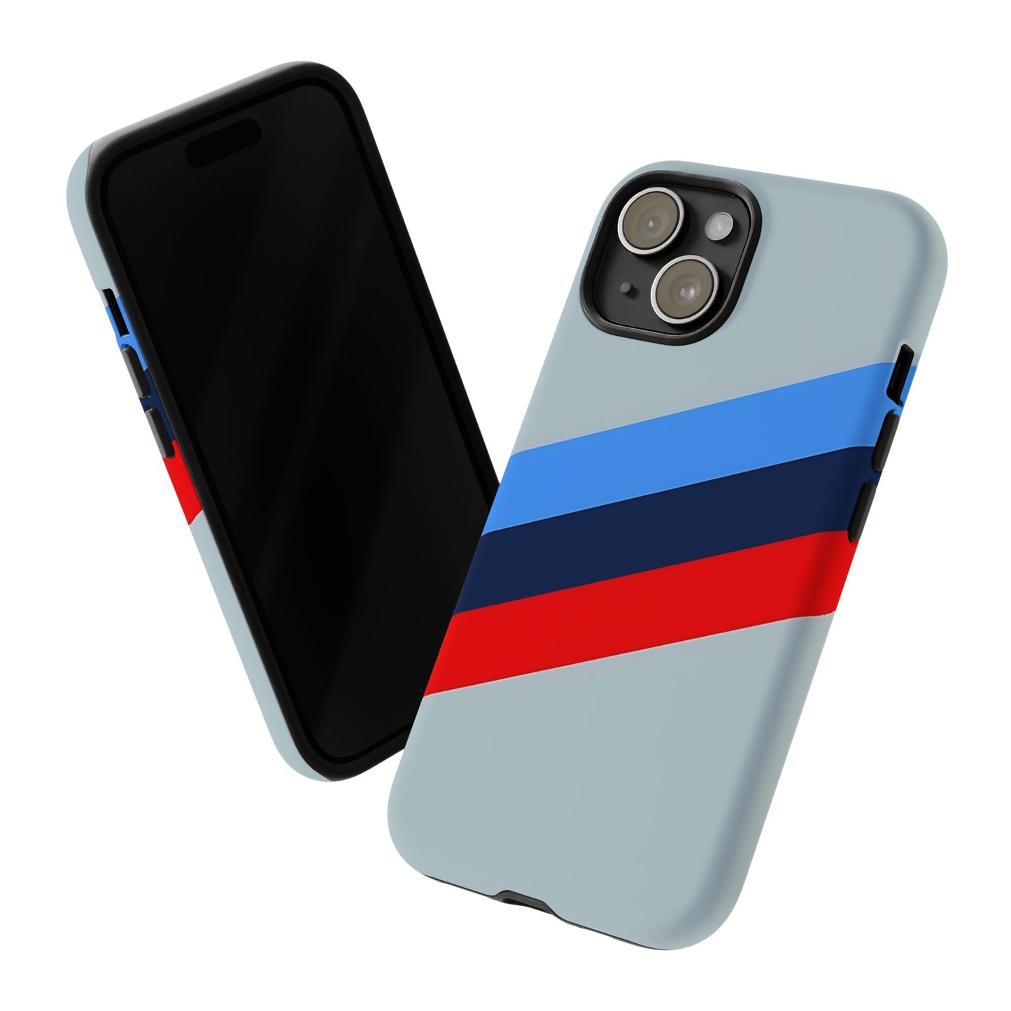 Gray Tough Case For iPhone, Samsung Galaxy and Google Pixel, Blue & Red Stripe