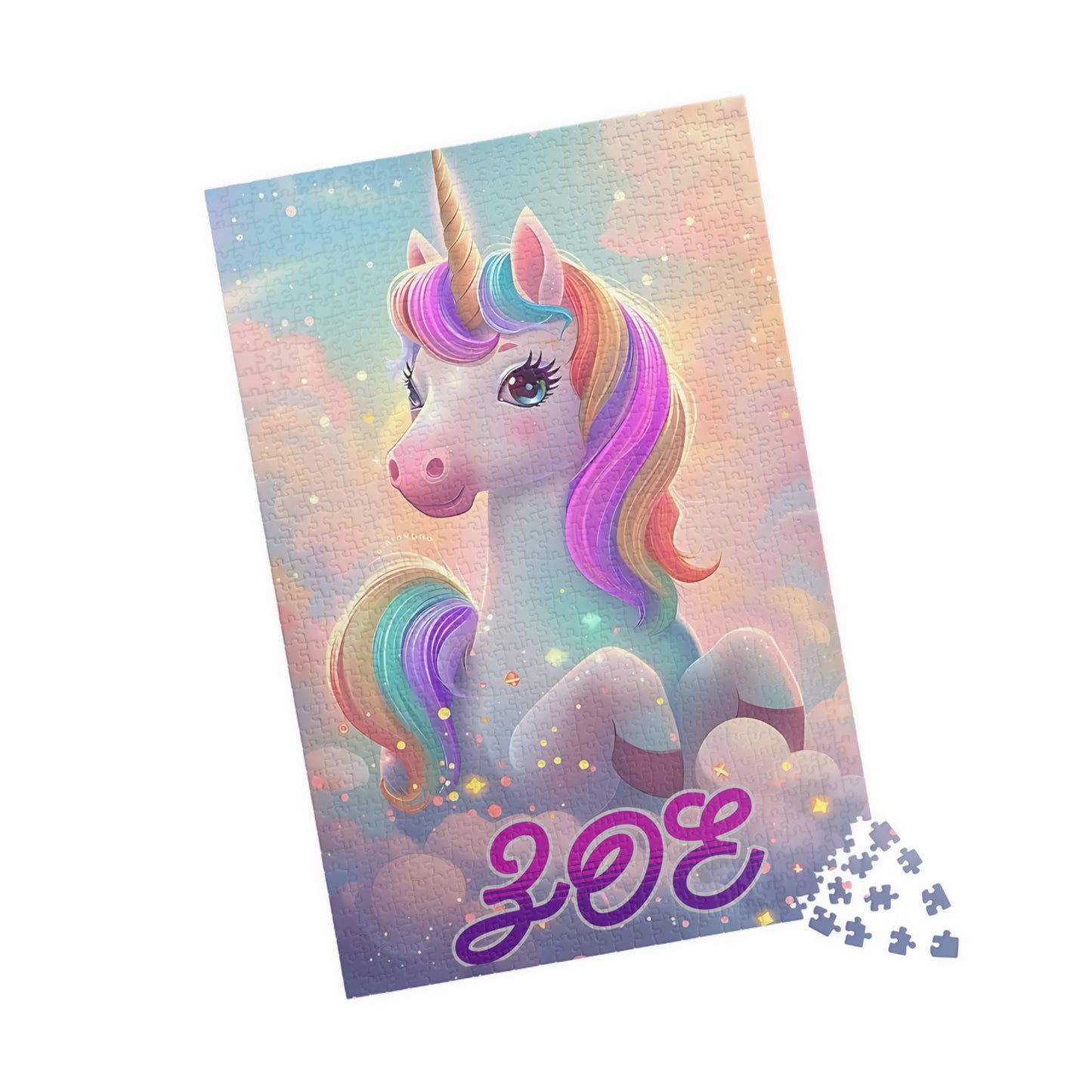 Custom Name Kids Magic Unicorn Puzzle, Personalized Jigsaw Gift Set For Child