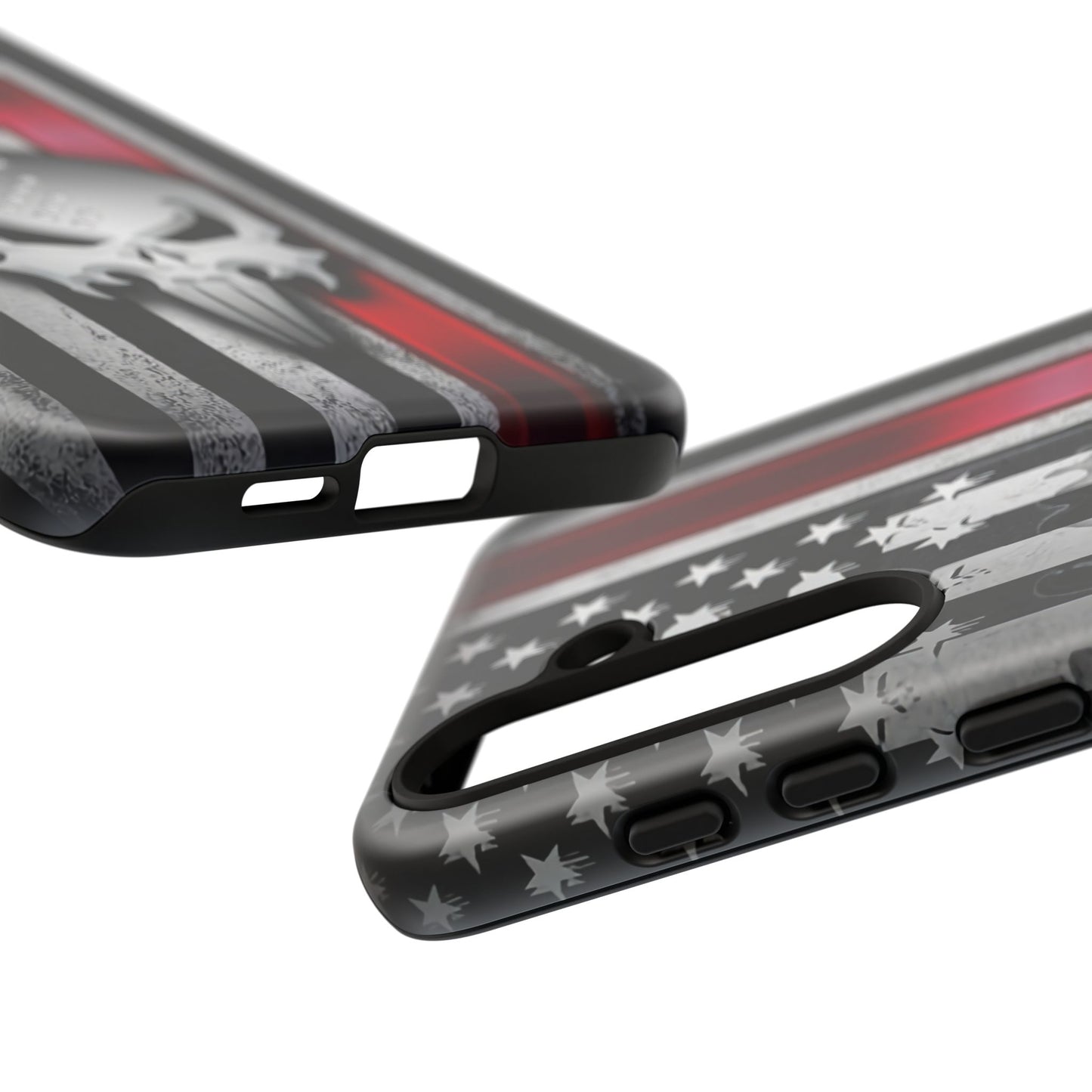 Tough Cases For iPhone, Galaxy and Pixel,  Thin Red Line, Jake Skull Design