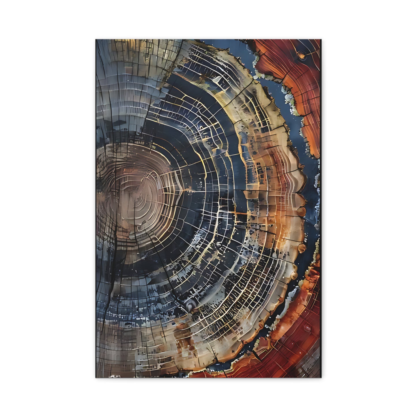 Canvas Print, Tree Ring Wall Art, Modern Farmhouse Decor, Abstract Colorful