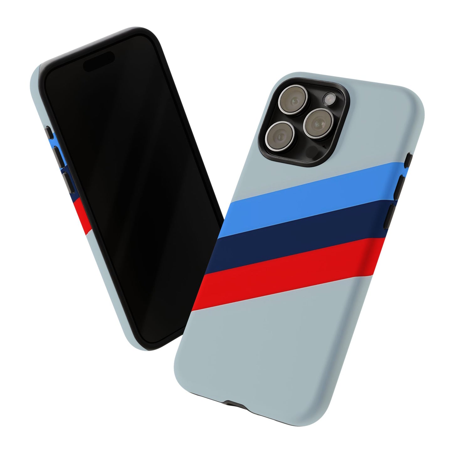 Gray Tough Case For iPhone, Samsung Galaxy and Google Pixel, Blue & Red Stripe