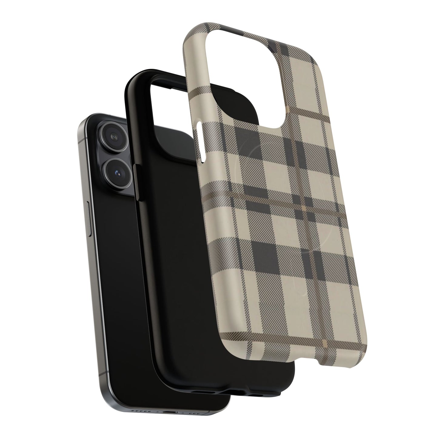 Neutral Plaid Phone Case Tough Magnetic Case | Beige Tartan Gift Idea