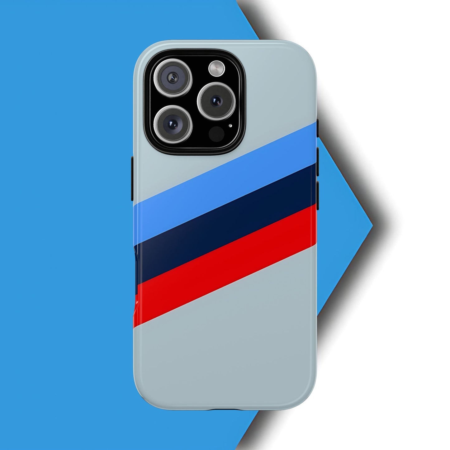 Gray Tough Case For iPhone, Samsung Galaxy and Google Pixel, Blue & Red Stripe