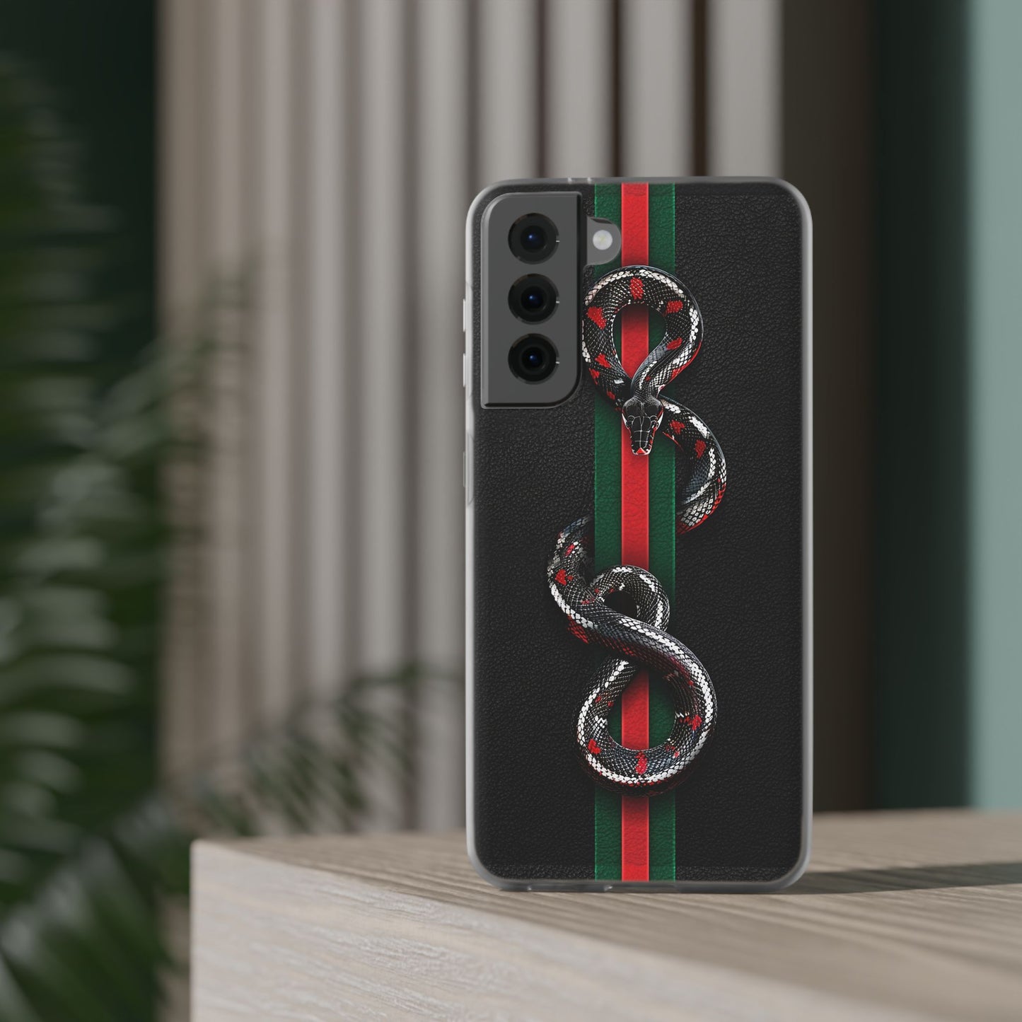 Green and Red Stripes Snake TPU Flexi Cases For iPhones And Samsung Galaxy