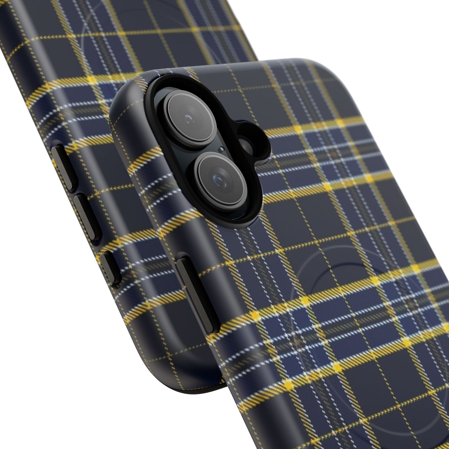 Navy Yellow Plaid Phone Case Tough Magnetic Case | Plaid iPhone Cover