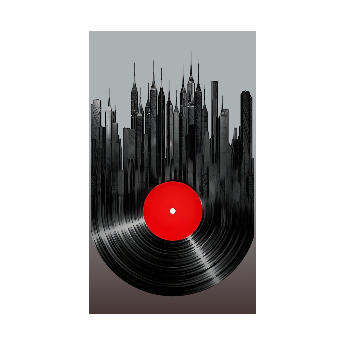 Vinyl Record Matte Vertical Posters Music Inspired Cityscape