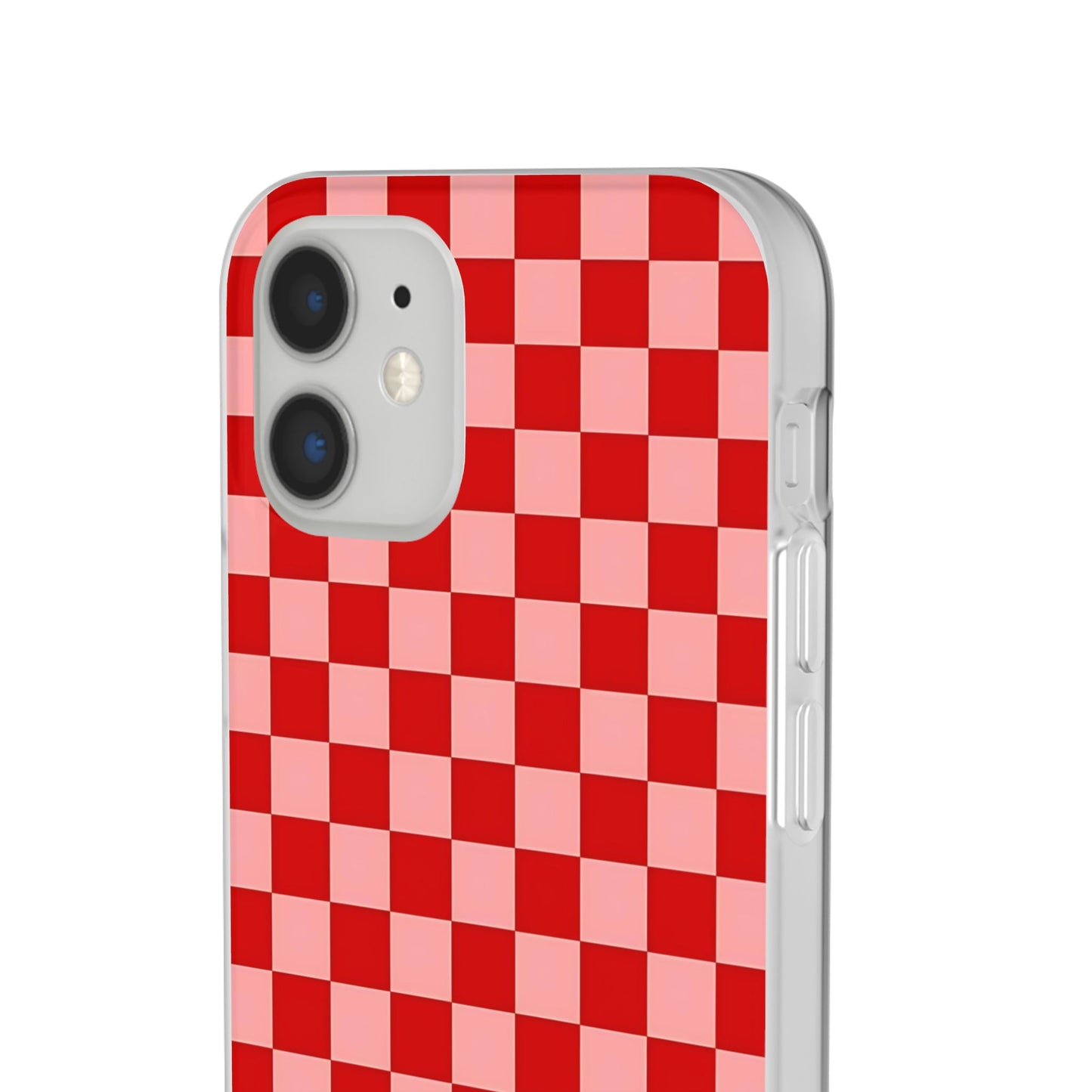 Red Checkerboard TPU Soft Flexi Phone Case — Retro Red & Pink Plaid Protective Cover