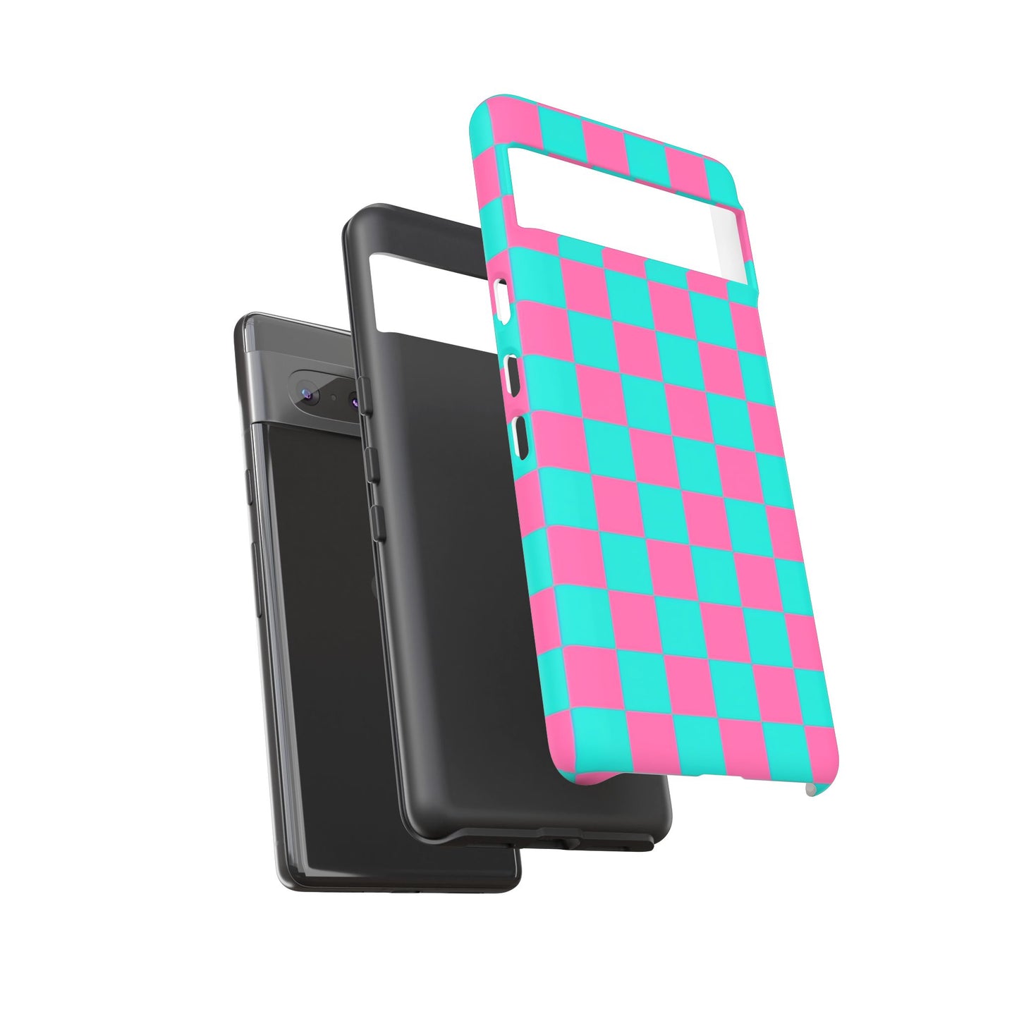 Hot Pink And Teal Checker Pattern Tough Case for iPhone, Galaxy Phones and Google Pixel