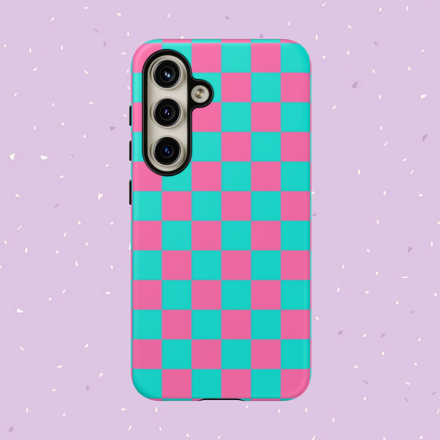 Hot Pink And Teal Checker Pattern Tough Case for iPhone, Galaxy Phones and Google Pixel