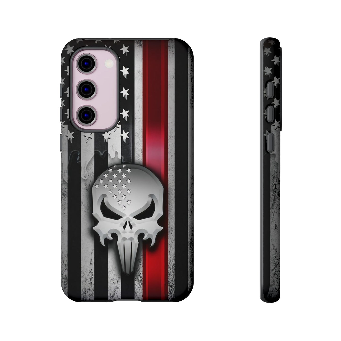 Tough Cases For iPhone, Galaxy and Pixel,  Thin Red Line, Jake Skull Design