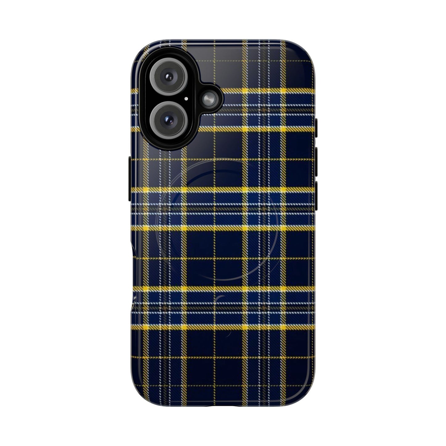 Navy Yellow Plaid Phone Case Tough Magnetic Case | Plaid iPhone Cover