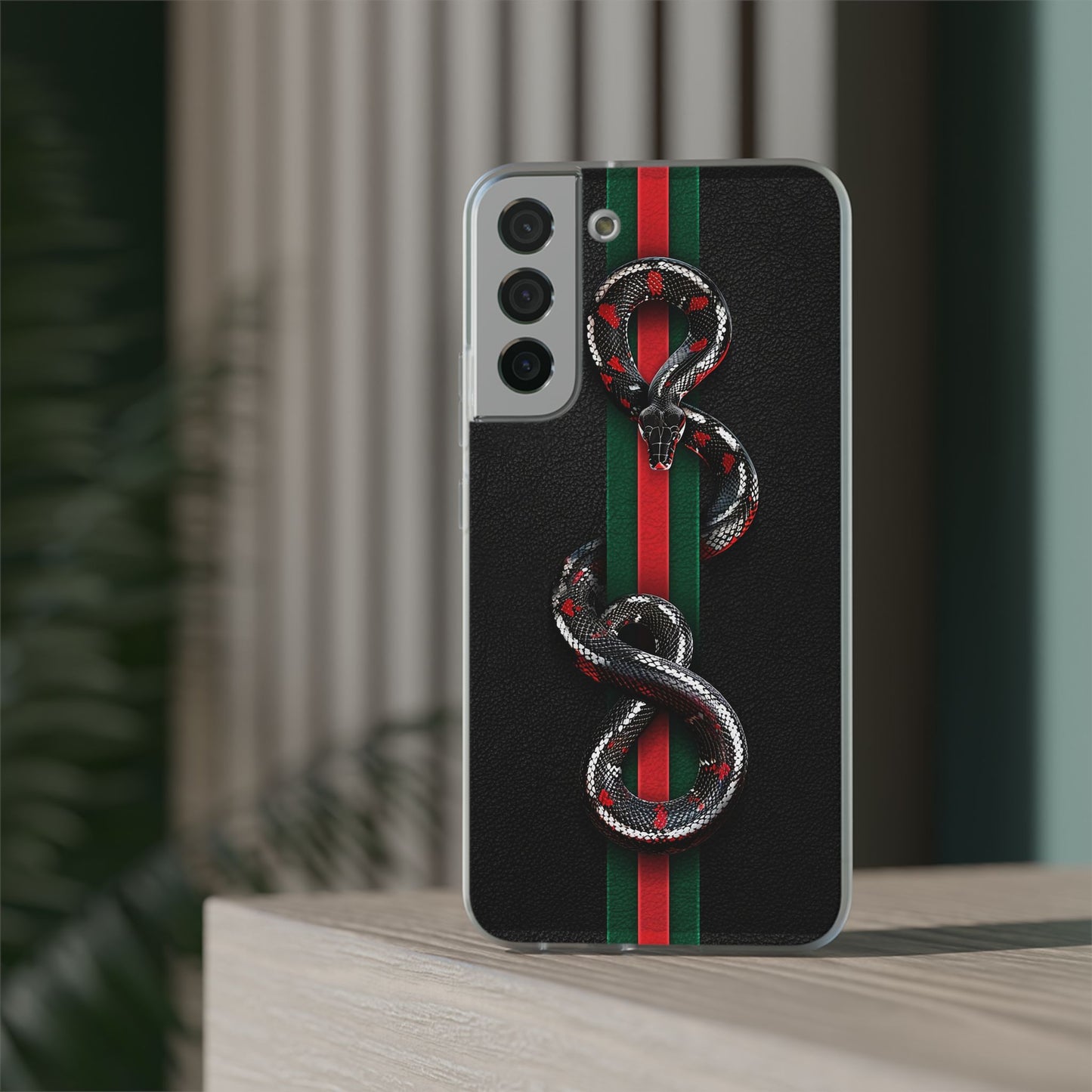 Green and Red Stripes Snake TPU Flexi Cases For iPhones And Samsung Galaxy