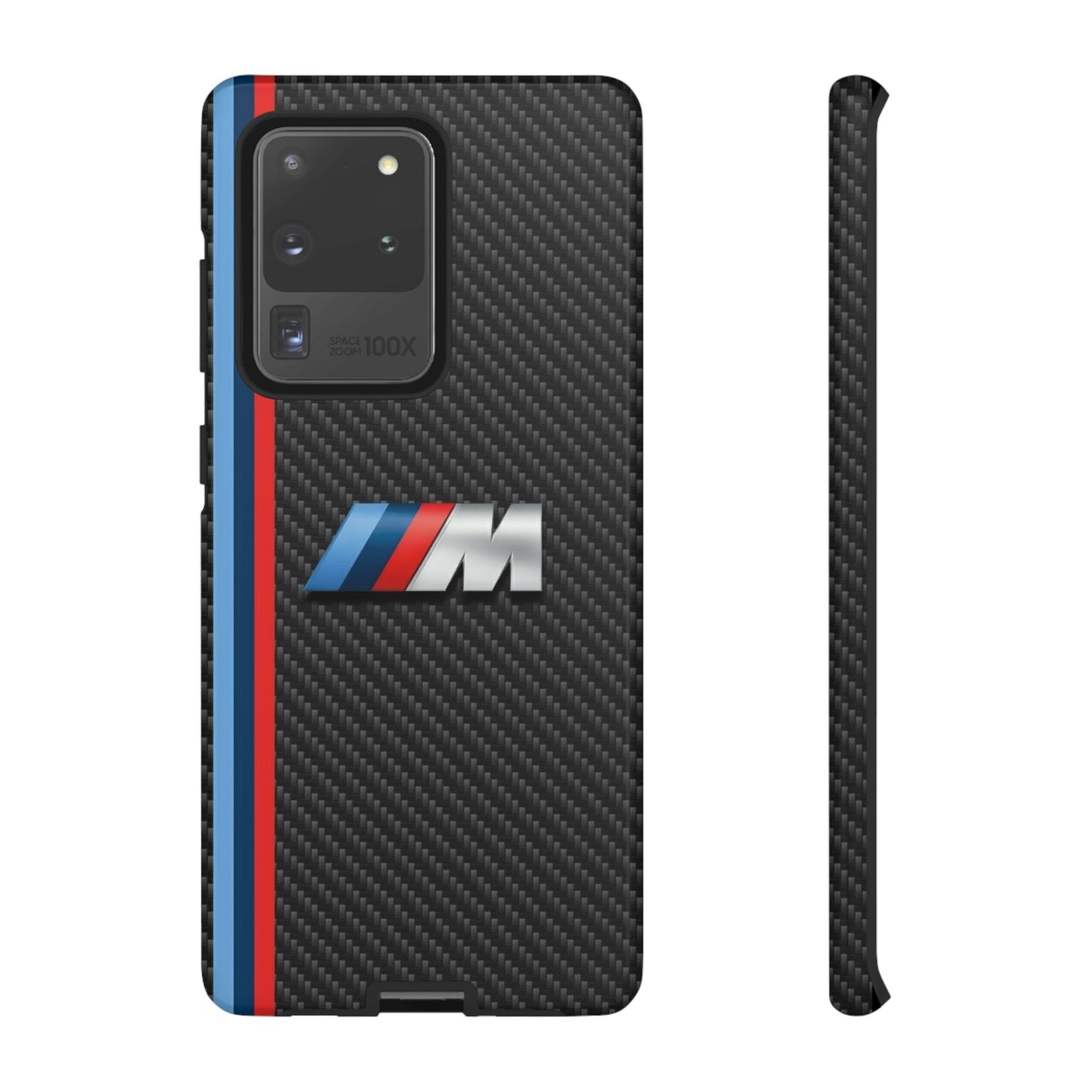 Phone Case - Black Tough Case for iPhones, Galaxy, Pixel, Blue And Red Stripes, BMW M Series