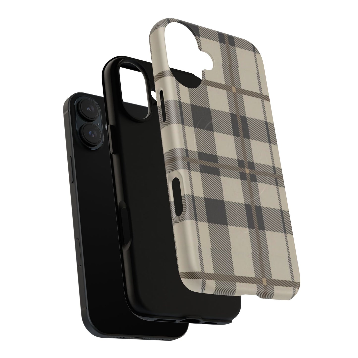 Neutral Plaid Phone Case Tough Magnetic Case | Beige Tartan Gift Idea