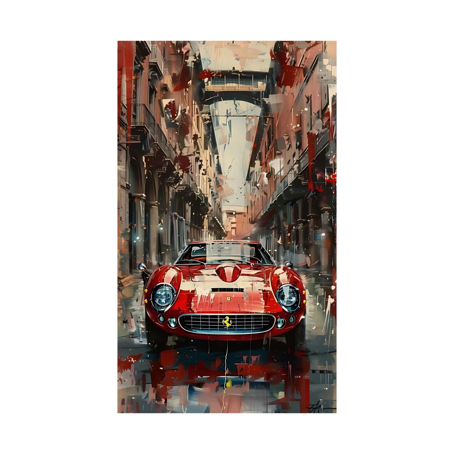 Classic Red Ferrari Painting Matte Vertical Posters Super Sports Car Wall Decor