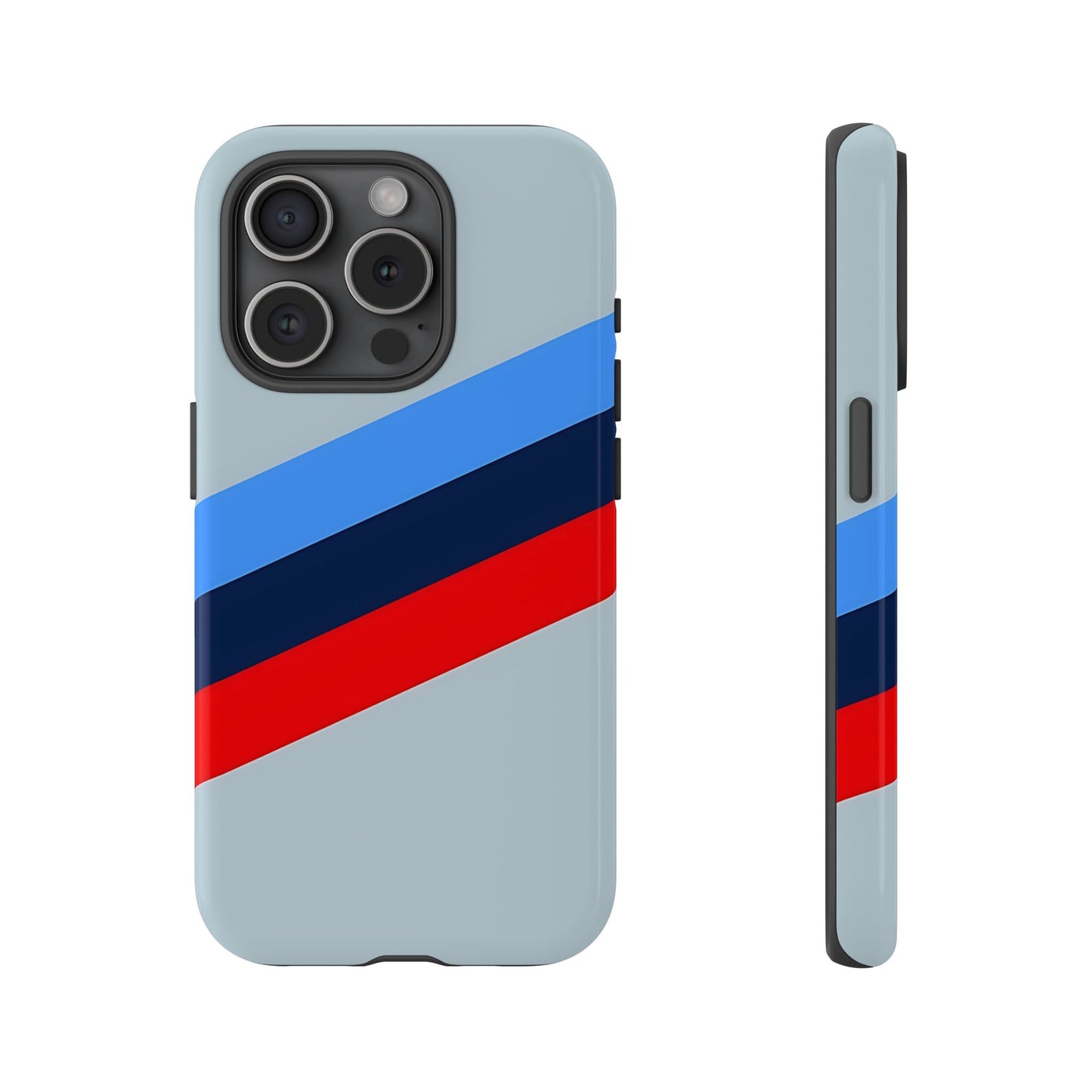 Gray Tough Case For iPhone, Samsung Galaxy and Google Pixel, Blue & Red Stripe