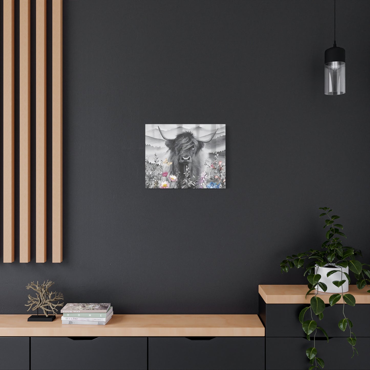 Canvas Poster, Scottish Highland Cow Vertical Wall Art, Housewarming Gift, Home