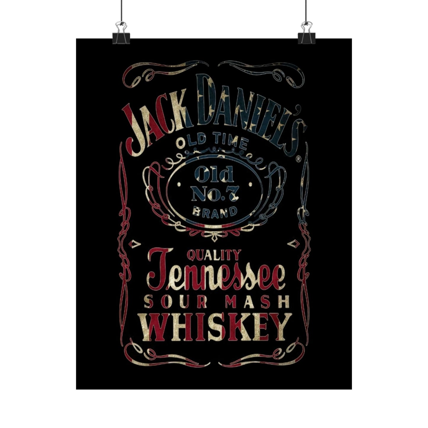 Jack Daniels Stars And Stripes Tennessee Whiskey Matte Vertical Posters Bar Decor