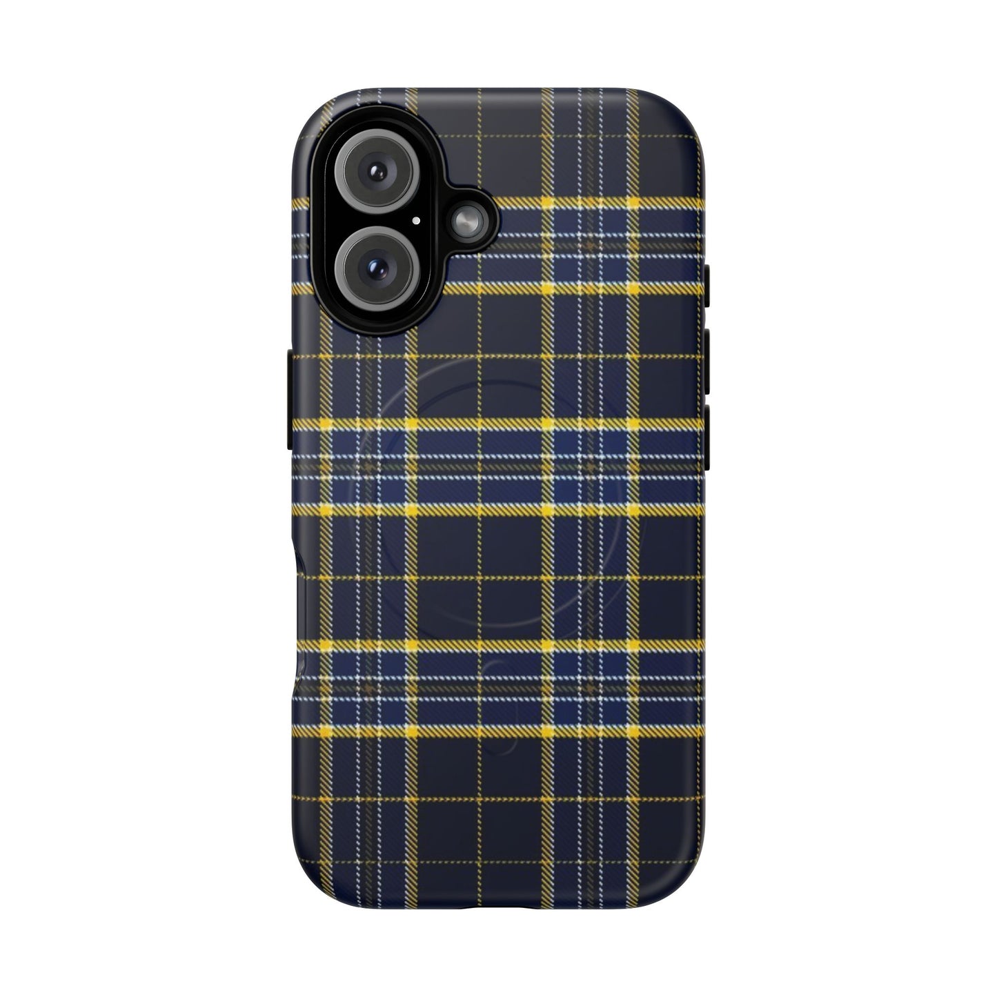 Navy Yellow Plaid Phone Case Tough Magnetic Case | Plaid iPhone Cover