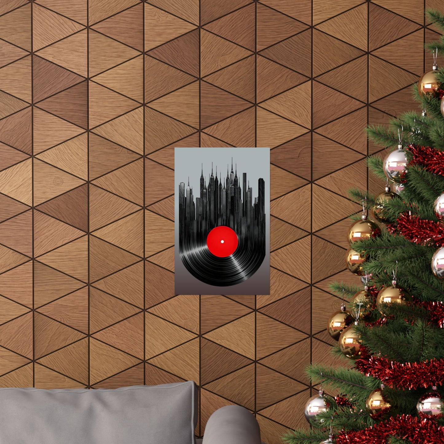 Vinyl Record Matte Vertical Posters Music Inspired Cityscape