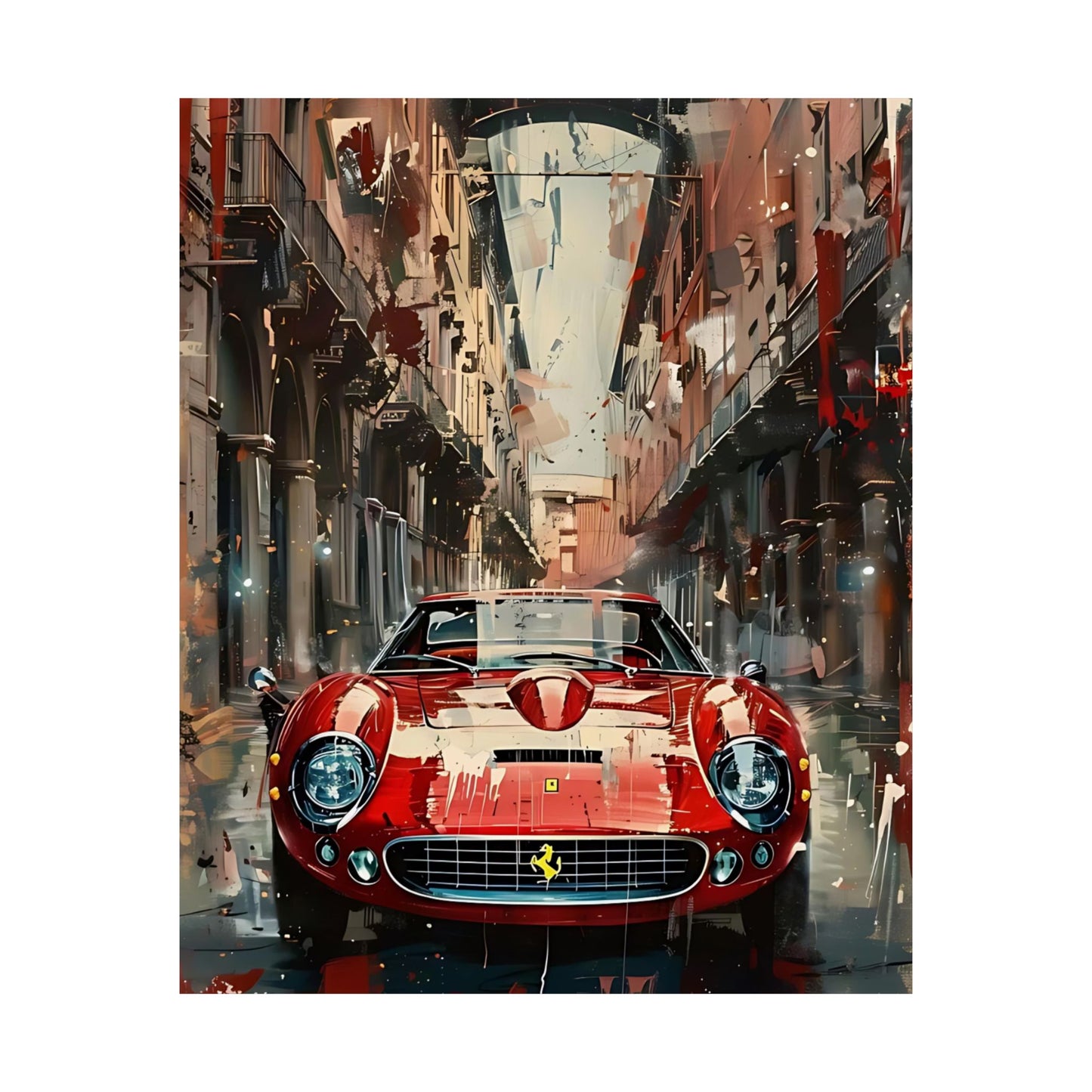 Classic Red Ferrari Painting Matte Vertical Posters Super Sports Car Wall Decor
