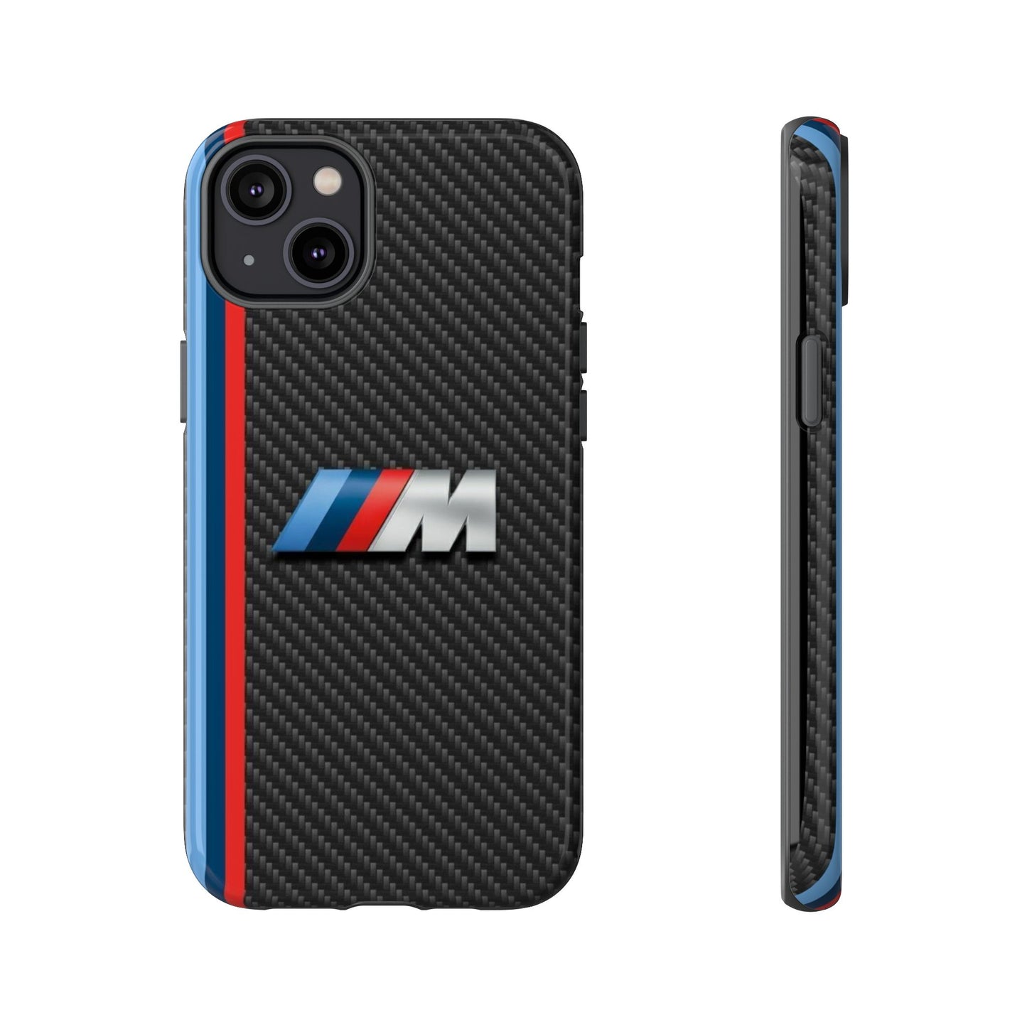 Phone Case - Black Tough Case for iPhones, Galaxy, Pixel, Blue And Red Stripes, BMW M Series