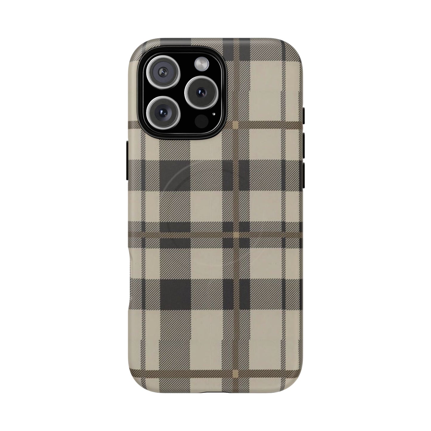 Neutral Plaid Phone Case Tough Magnetic Case | Beige Tartan Gift Idea