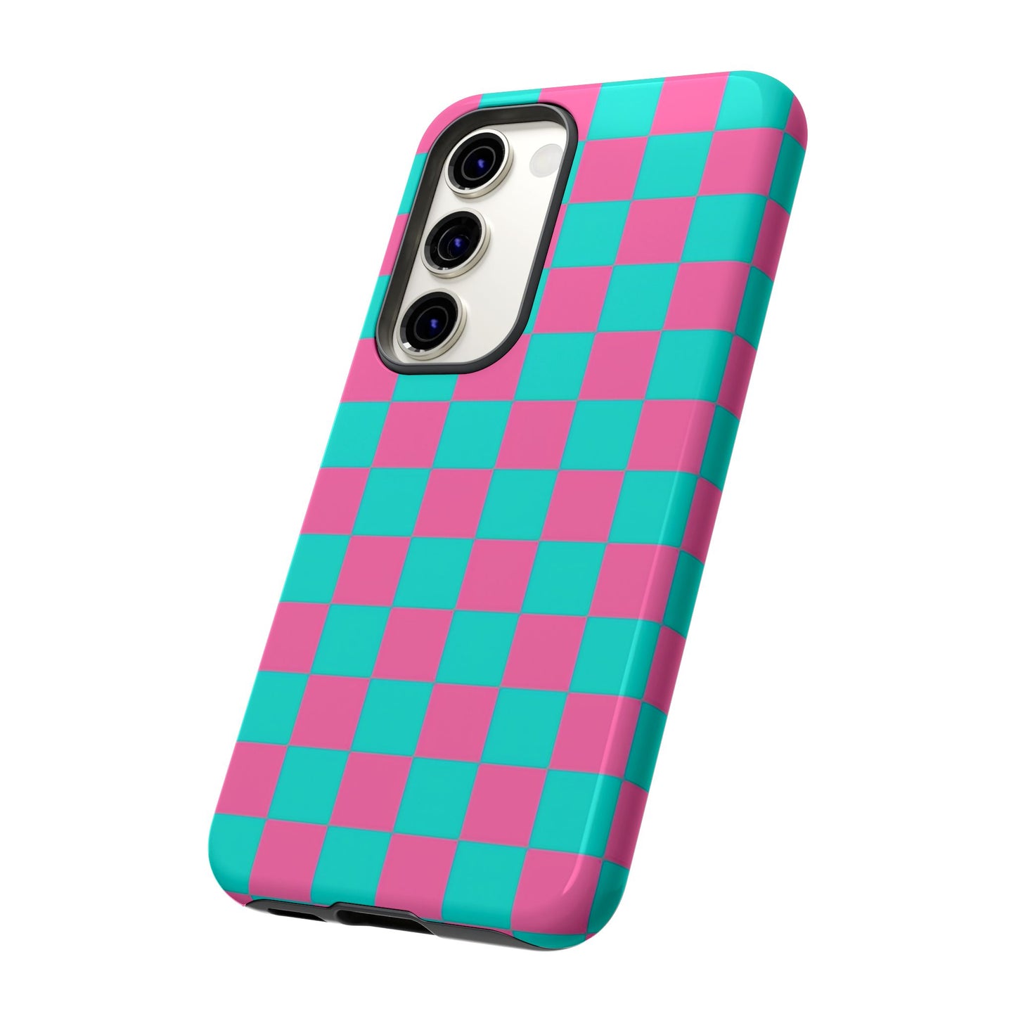 Hot Pink And Teal Checker Pattern Tough Case for iPhone, Galaxy Phones and Google Pixel