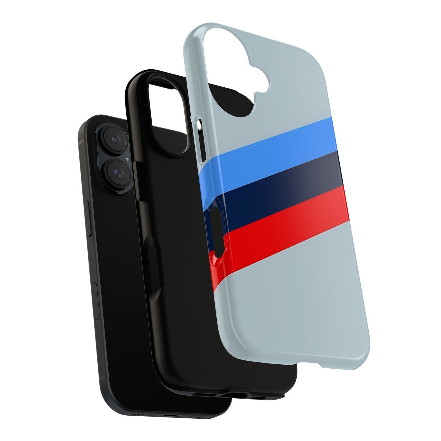 Gray Tough Case For iPhone, Samsung Galaxy and Google Pixel, Blue & Red Stripe