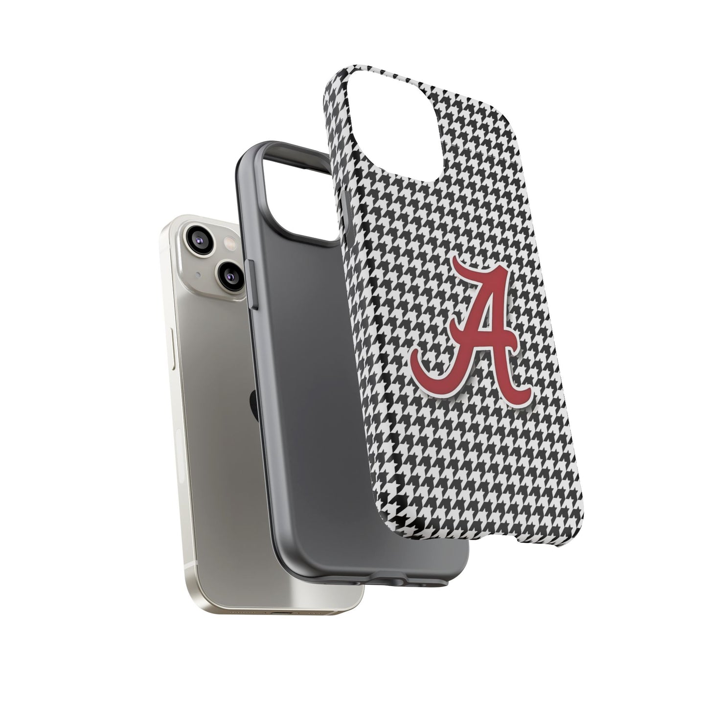 Alabama Houndstooth Phone Case, Tough Cases, College RTR Fan Gear, Initial A
