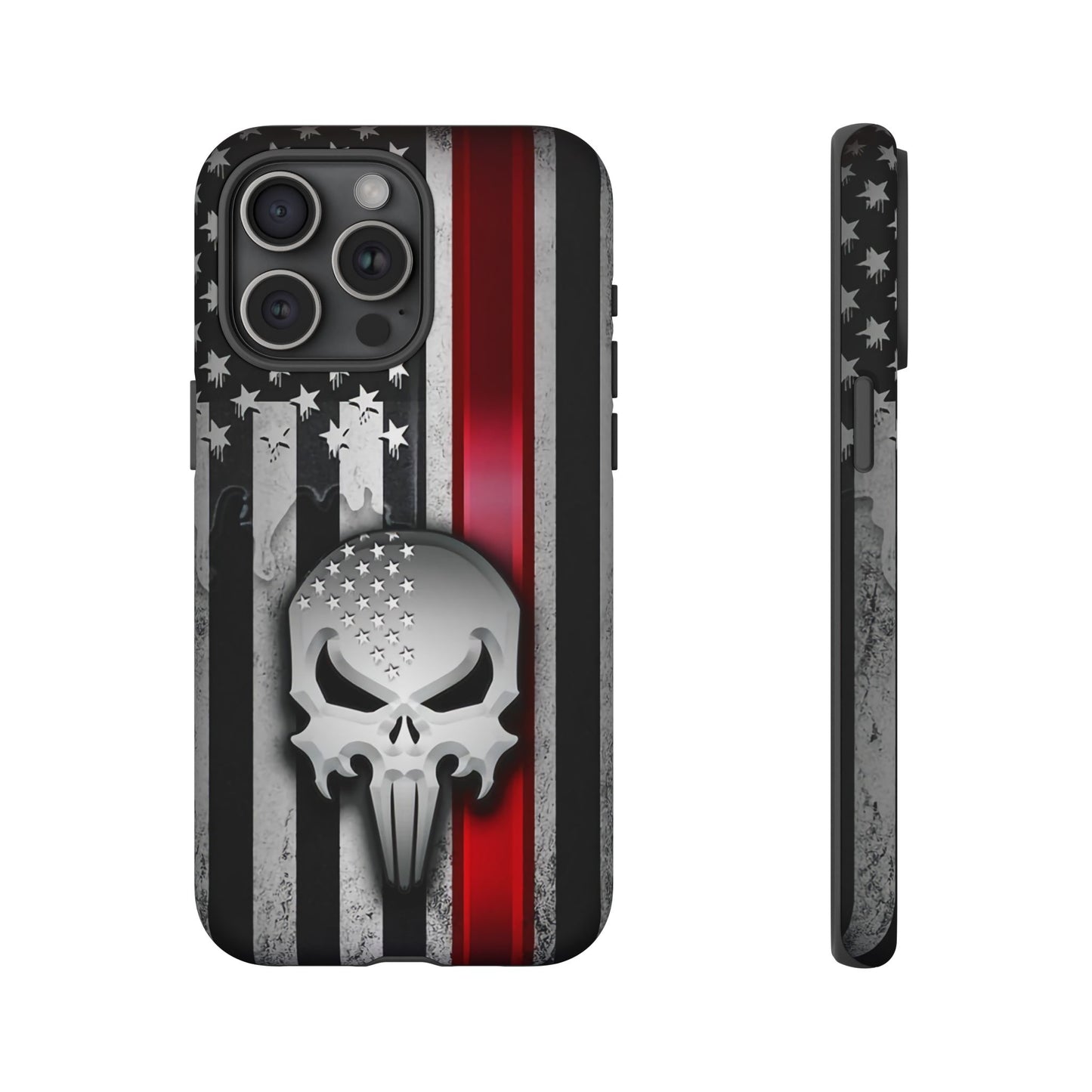 Tough Cases For iPhone, Galaxy and Pixel,  Thin Red Line, Jake Skull Design