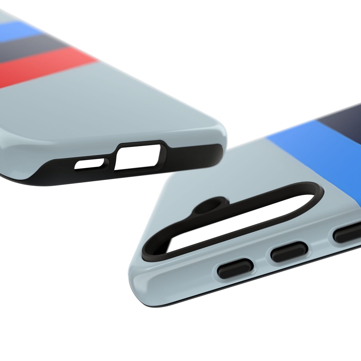 Gray Tough Case For iPhone, Samsung Galaxy and Google Pixel, Blue & Red Stripe