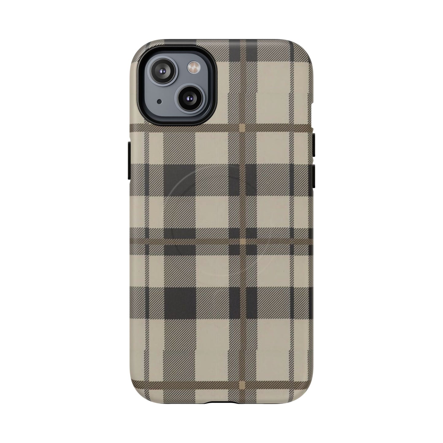 Neutral Plaid Phone Case Tough Magnetic Case | Beige Tartan Gift Idea