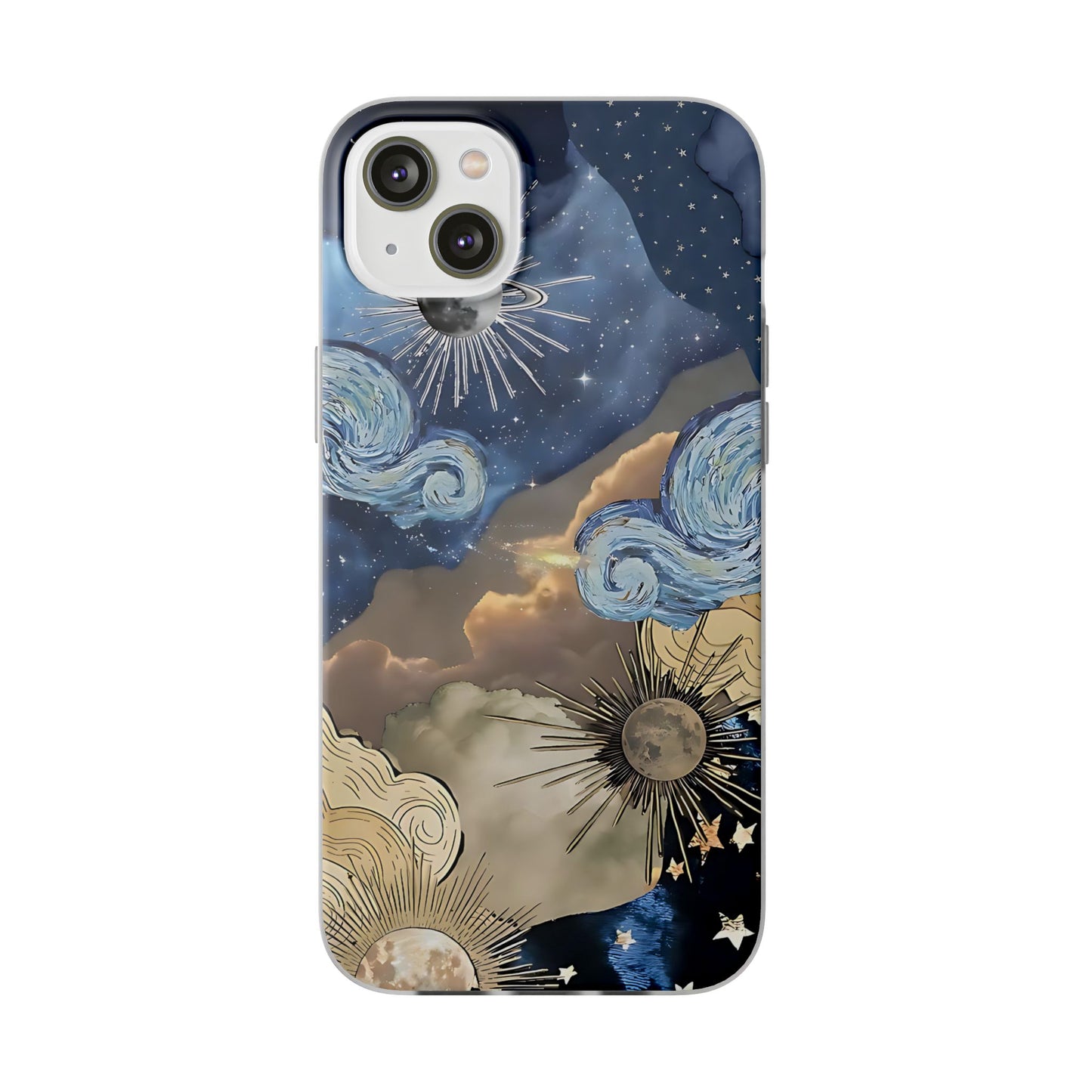 Celestial Flexi Case, Boho Phone Cover, Galaxy Protection, Starry Night Design,