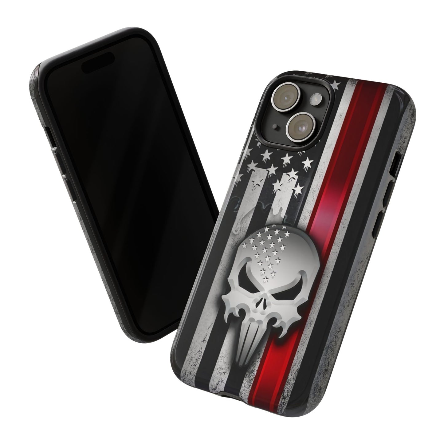 Tough Cases For iPhone, Galaxy and Pixel,  Thin Red Line, Jake Skull Design