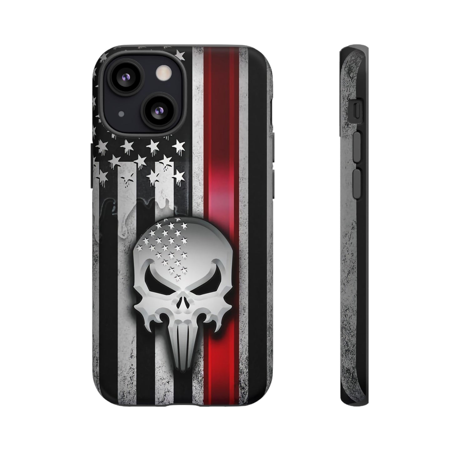 Tough Cases For iPhone, Galaxy and Pixel,  Thin Red Line, Jake Skull Design