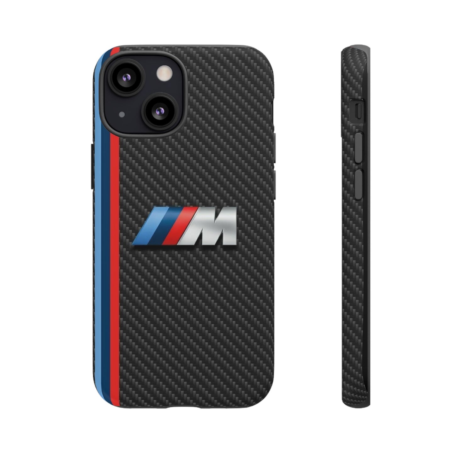 Phone Case - Black Tough Case for iPhones, Galaxy, Pixel, Blue And Red Stripes, BMW M Series