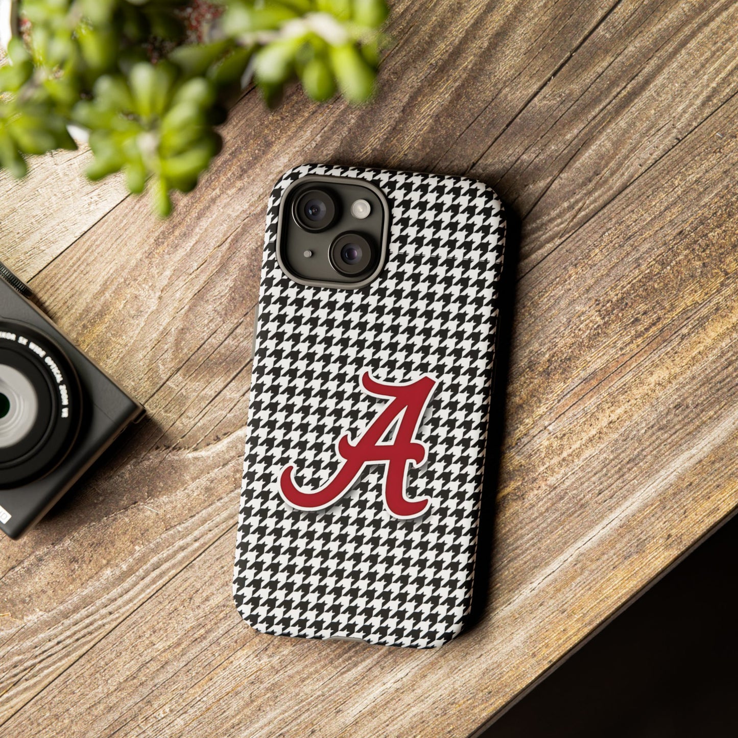 Alabama Houndstooth Phone Case, Tough Cases, College RTR Fan Gear, Initial A