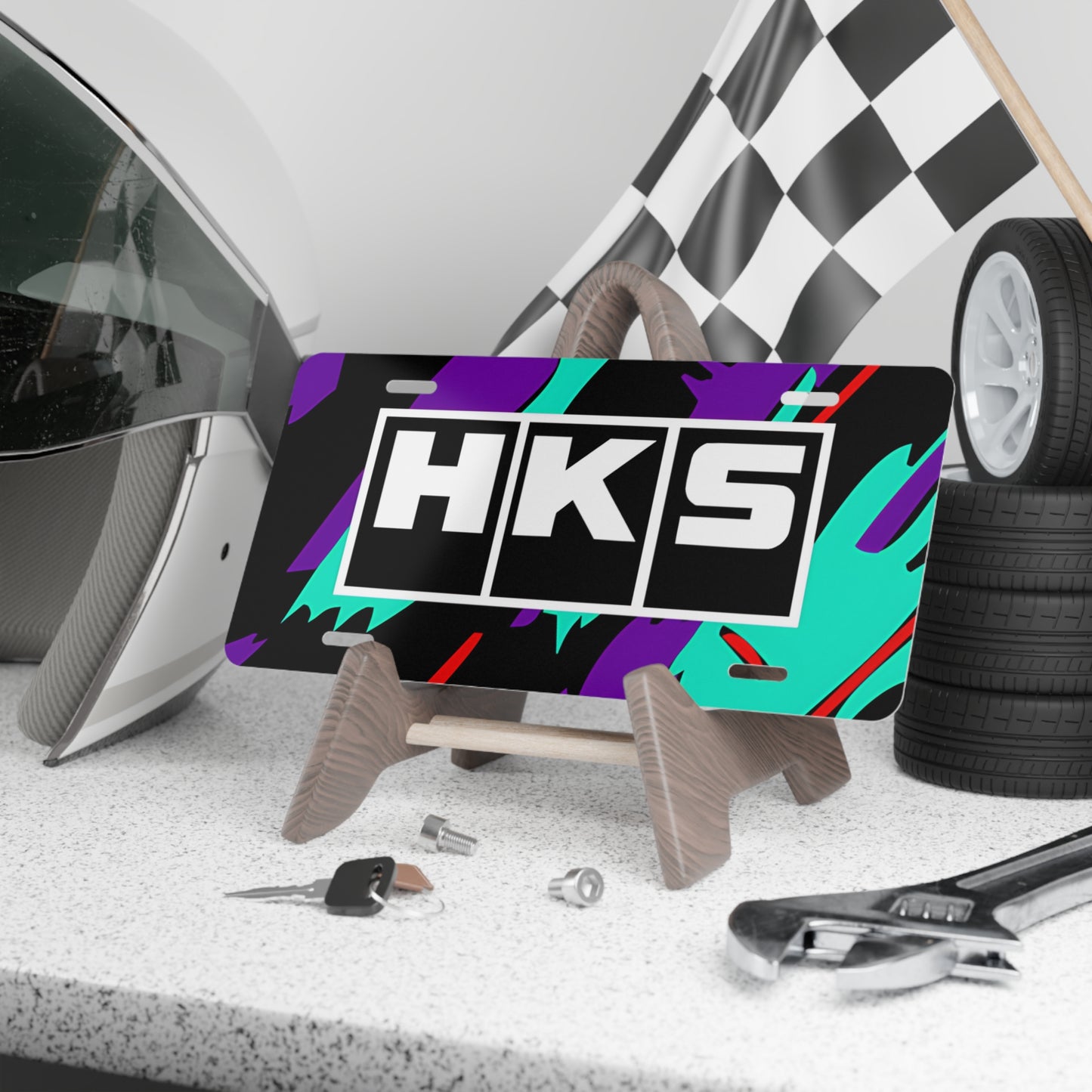 Retro Style HKS JDM Front Vanity License Plate