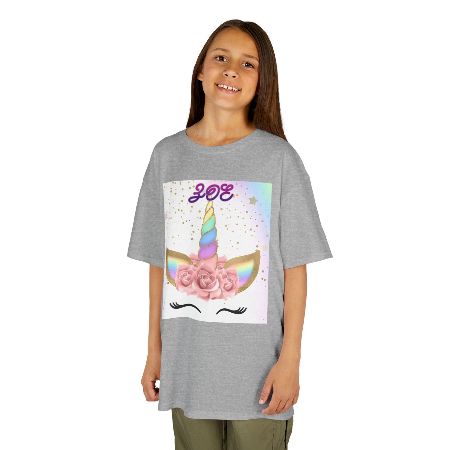 Girls Pretty Unicorn Tee, Kids T-Shirt with Bling Floral Design, Trendy T