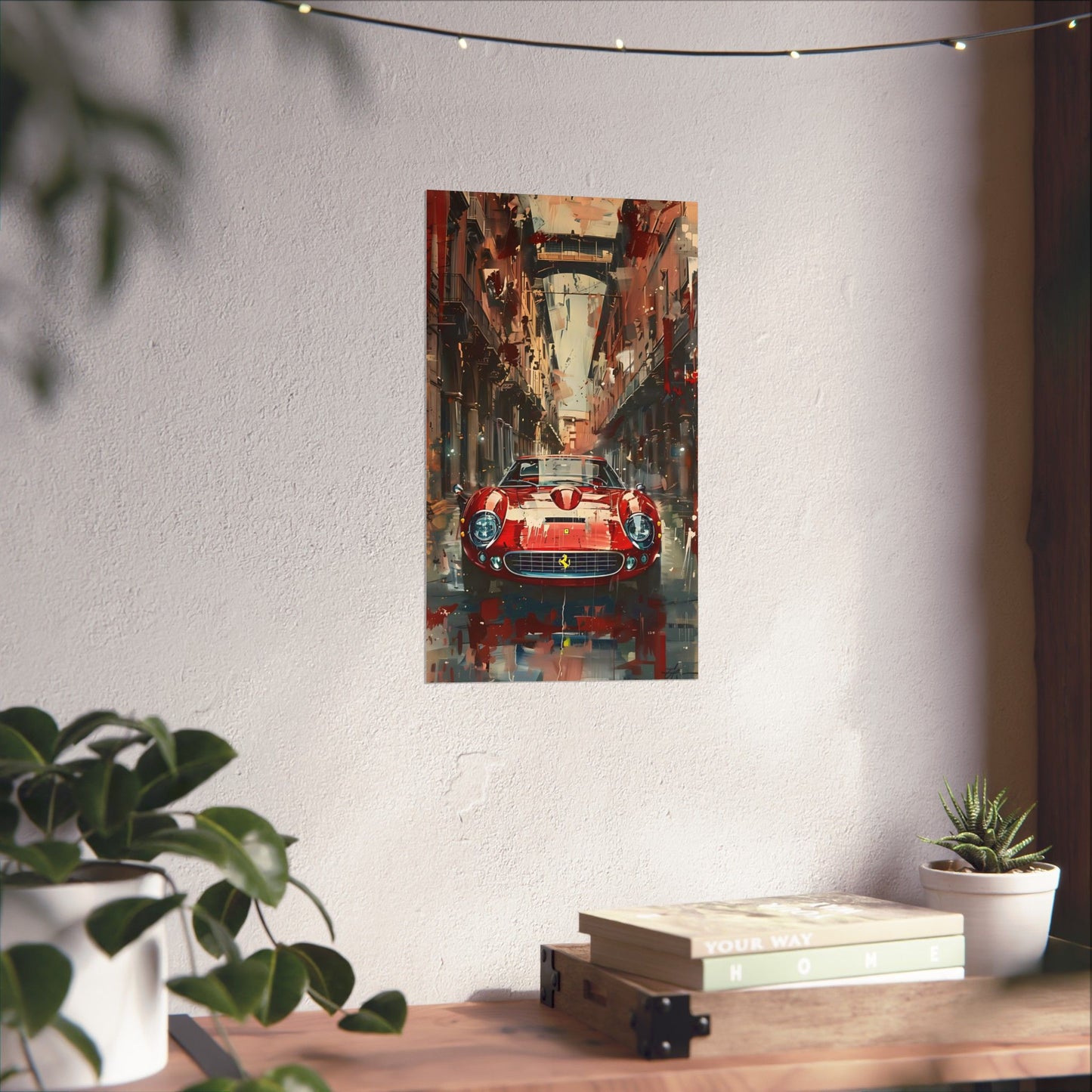 Classic Red Ferrari Painting Matte Vertical Posters Super Sports Car Wall Decor