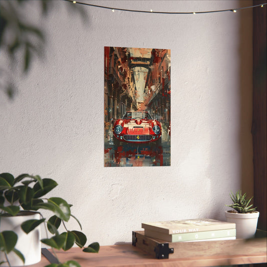 Classic Red Ferrari Painting Matte Vertical Posters Super Sports Car Wall Decor