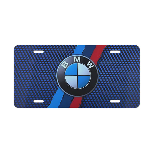 License Plate, BMW Compatible, Blue Flat Pattern, Front Plate for Sedans