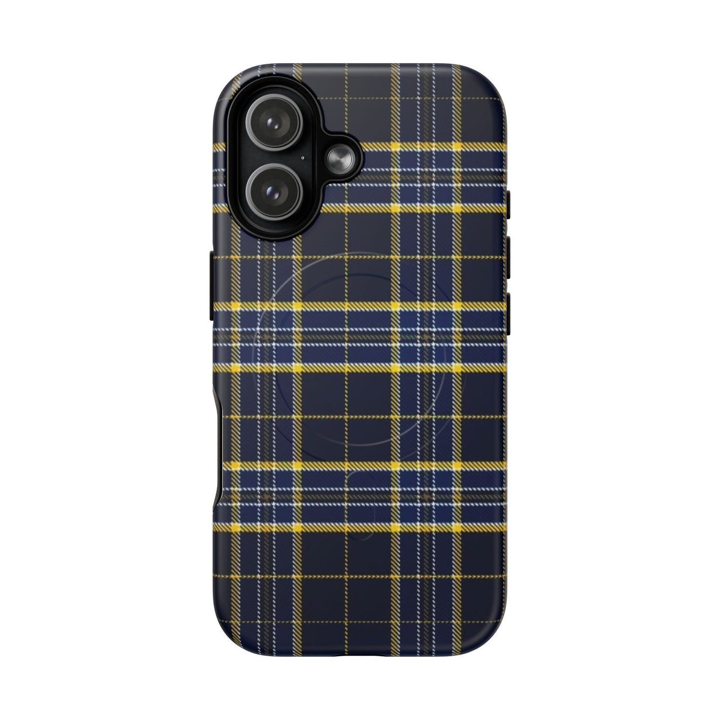 Navy Yellow Plaid Phone Case Tough Magnetic Case | Plaid iPhone Cover