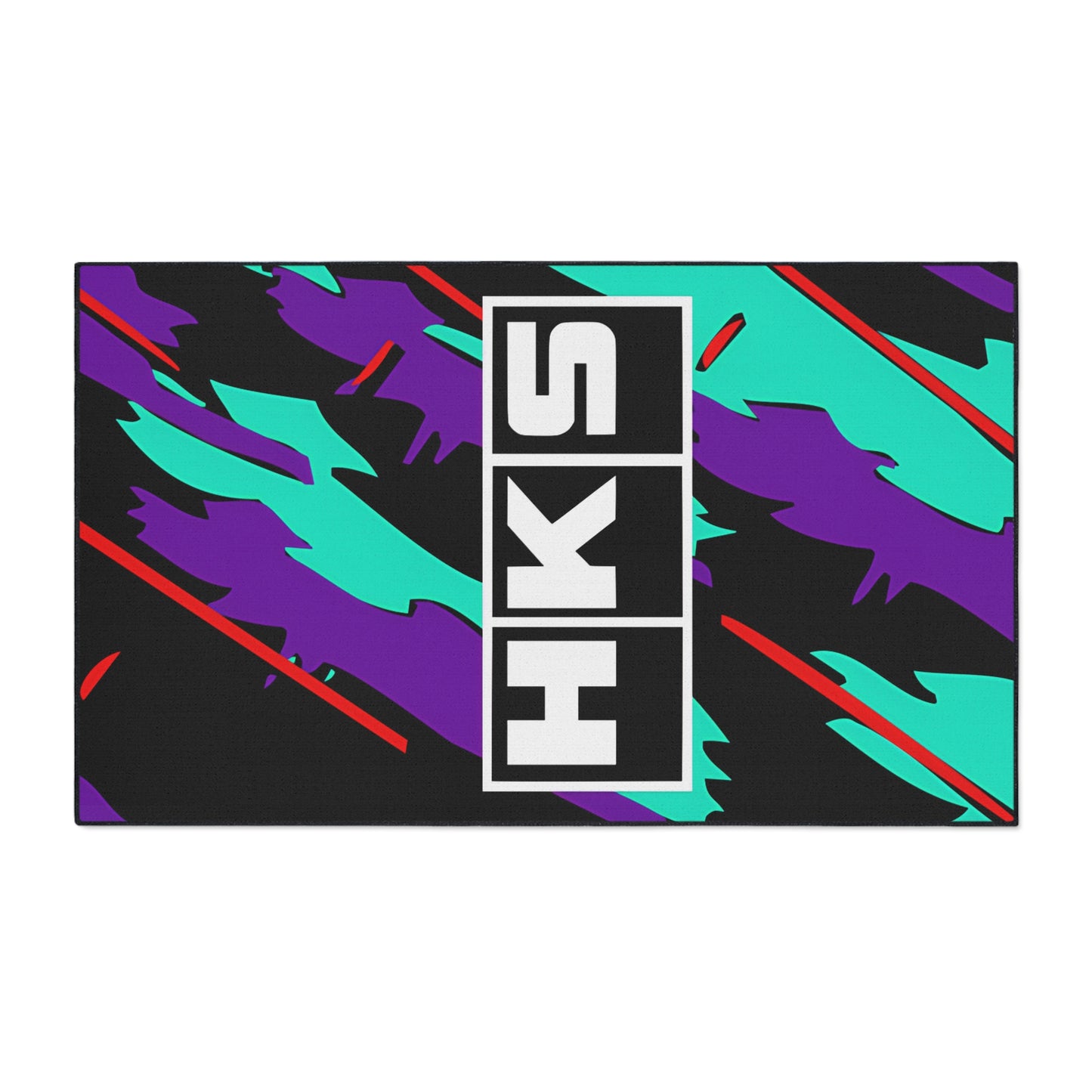 HKS Retro Camo Floor Mat | Teal Purple Racing Logo, 1990s JDM CAR Design