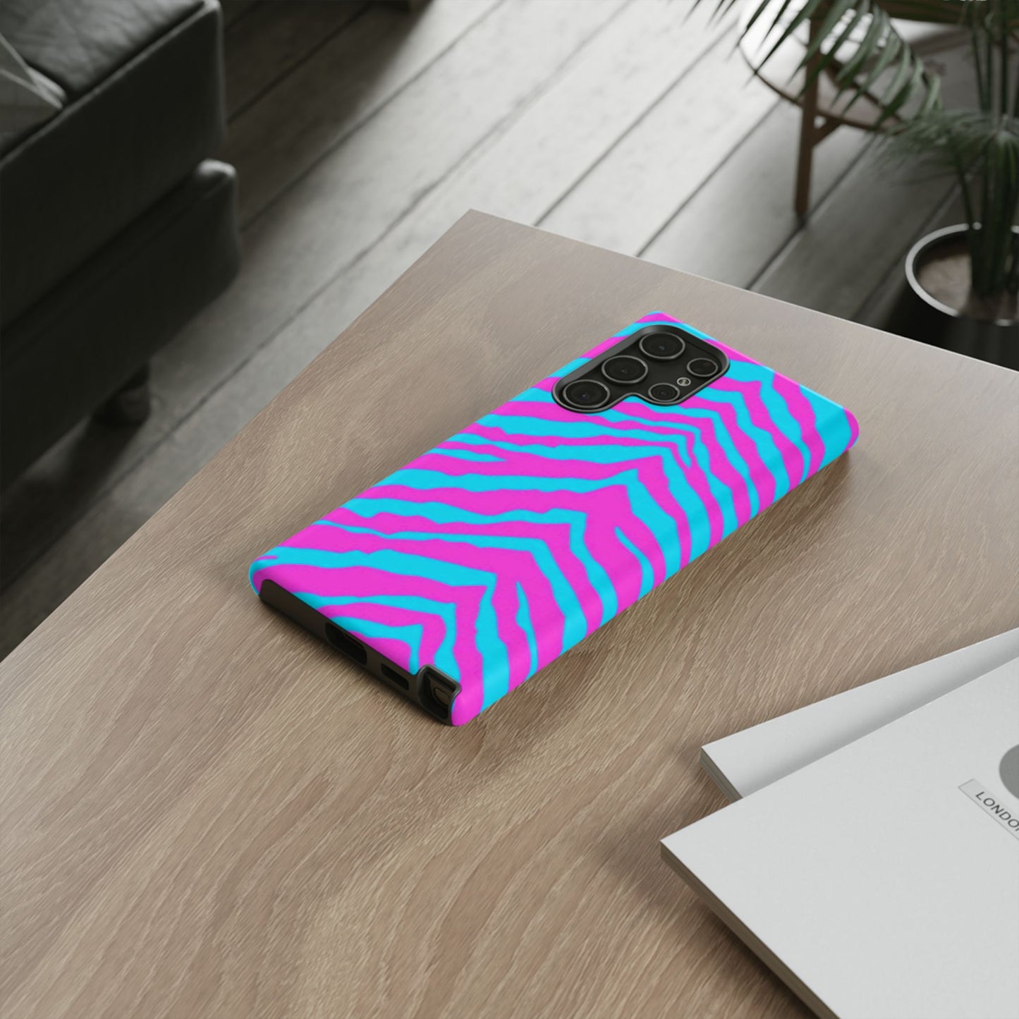 Animal Print Hot Pink And Teal Tough Case for iPhone, Galaxy and Google Pixel