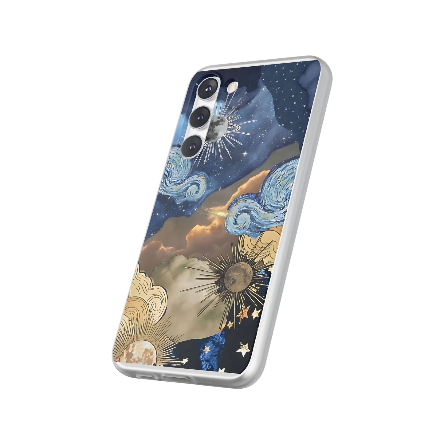 Celestial Flexi Case, Boho Phone Cover, Galaxy Protection, Starry Night Design,