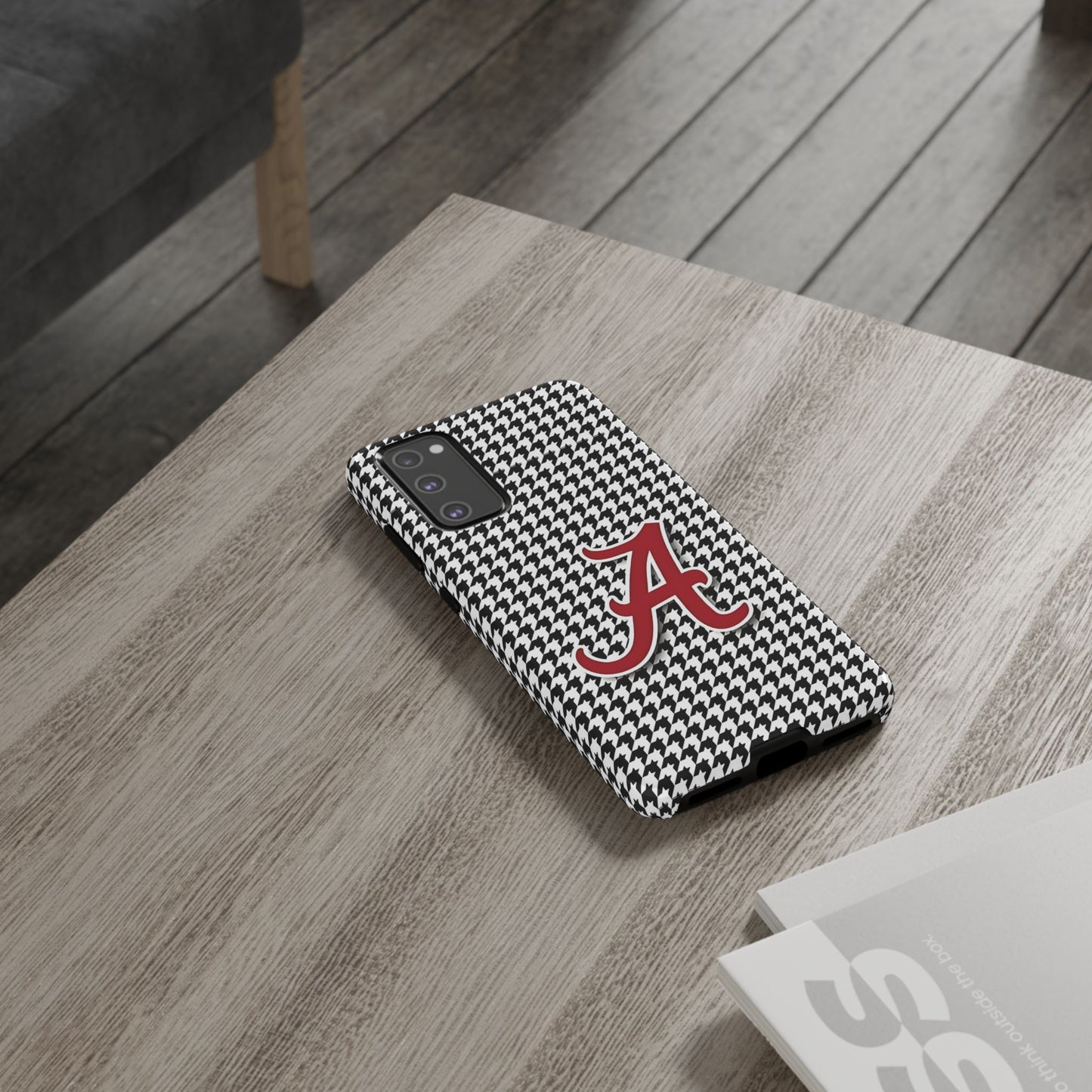 Alabama Houndstooth Phone Case, Tough Cases, College RTR Fan Gear, Initial A