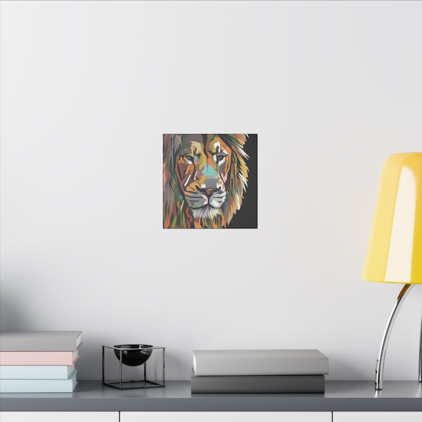 Geometric Lion Face Matte Canvas Print, Custom Wall Decor